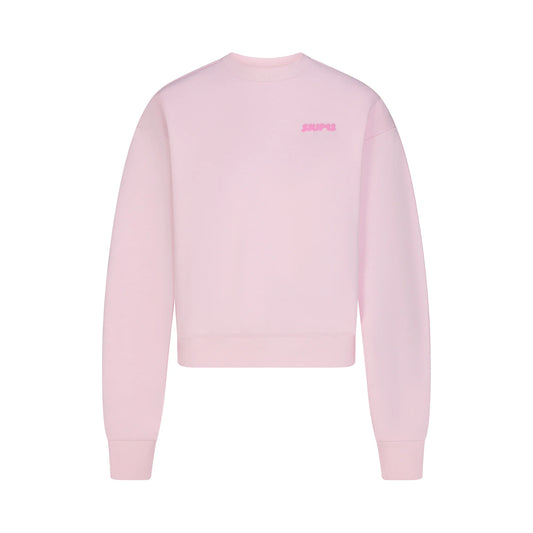 COTTON FLEECE CREWNECK WITH EMBOSSED LOGO | CHERRY BLOSSOM