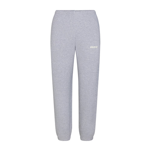 COTTON FLEECE JOGGER WITH EMBOSSED LOGO | HEATHER GREY