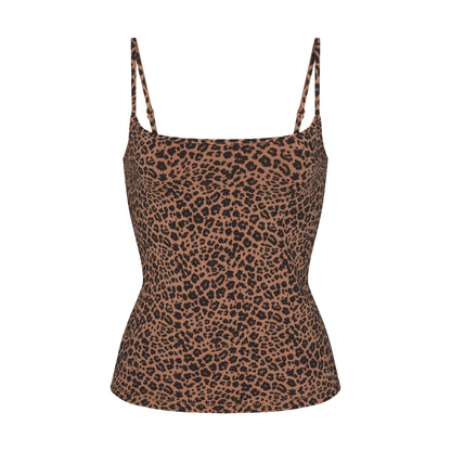 COTTON JERSEY SCOOP NECK CAMI | SIENNA NATURAL LEOPARD