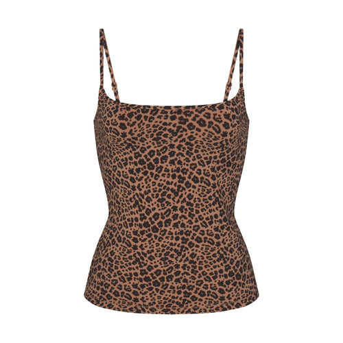 COTTON JERSEY SCOOP NECK CAMI | SIENNA NATURAL LEOPARD
