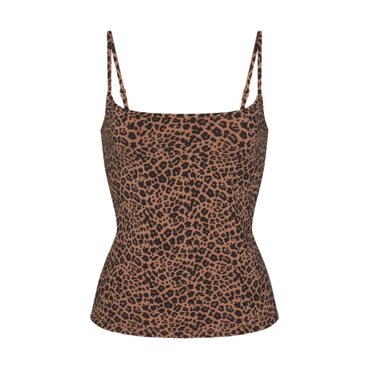 COTTON JERSEY SCOOP NECK CAMI | SIENNA NATURAL LEOPARD