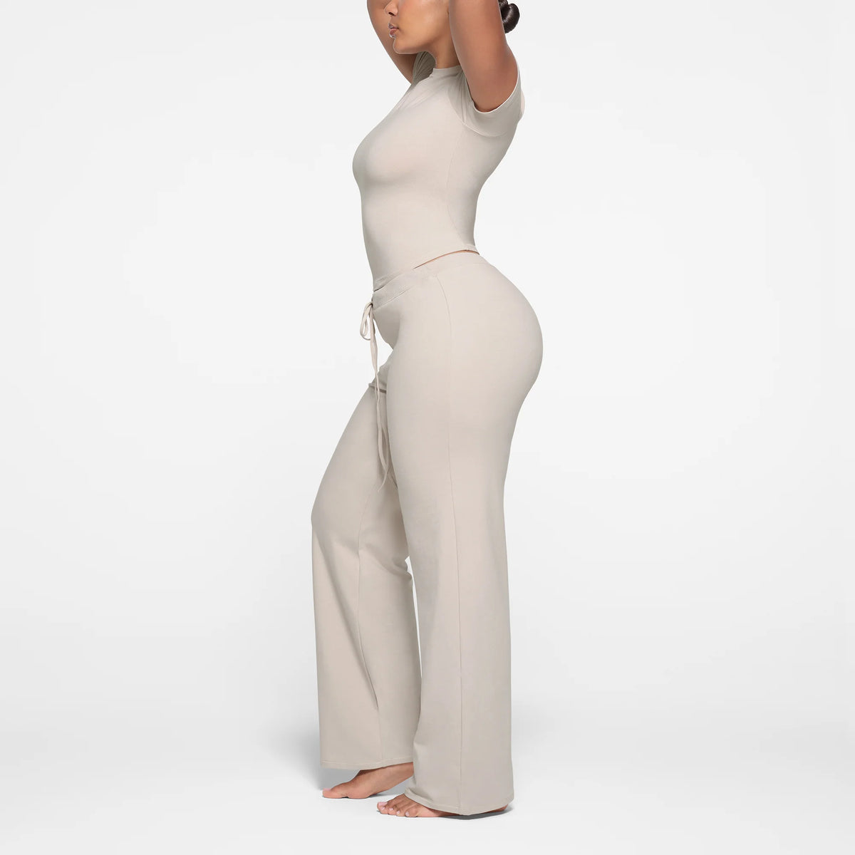 COTTON JERSEY STRAIGHT LEG PANT | STONE