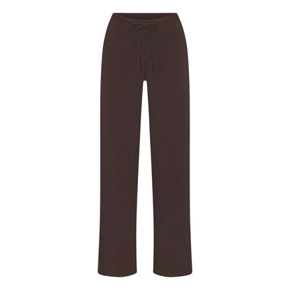 COTTON JERSEY STRAIGHT LEG PANT | ESPRESSO