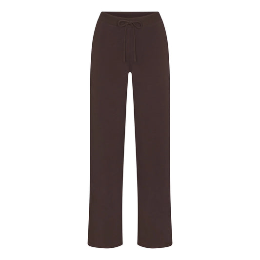 COTTON JERSEY STRAIGHT LEG PANT | ESPRESSO