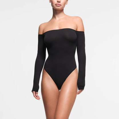 COTTON JERSEY OFF THE SHOULDER BODYSUIT | SOOT