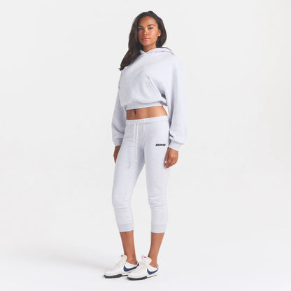 COTTON FLEECE LEGGING WITH EMBOSSED LOGO | LIGHT HEATHER GREY