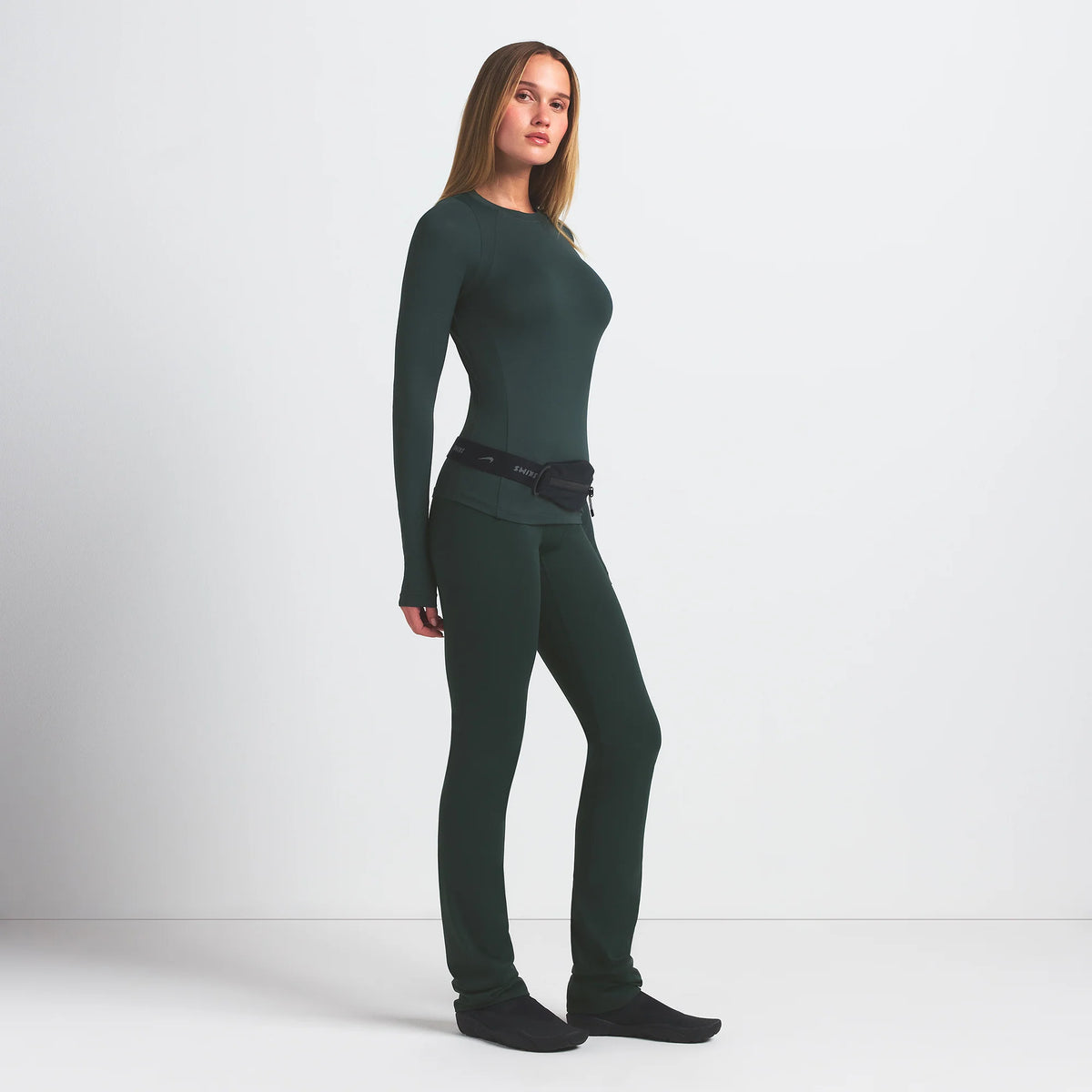NikeSKIMS AIRY LONG SLEEVE CREW NECK TOP | DARK TEAL