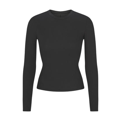 COTTON RIB LONG SLEEVE T-SHIRT | SOOT