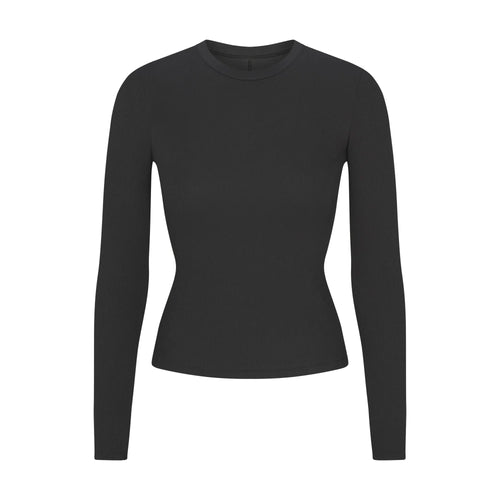 COTTON RIB LONG SLEEVE T-SHIRT | SOOT