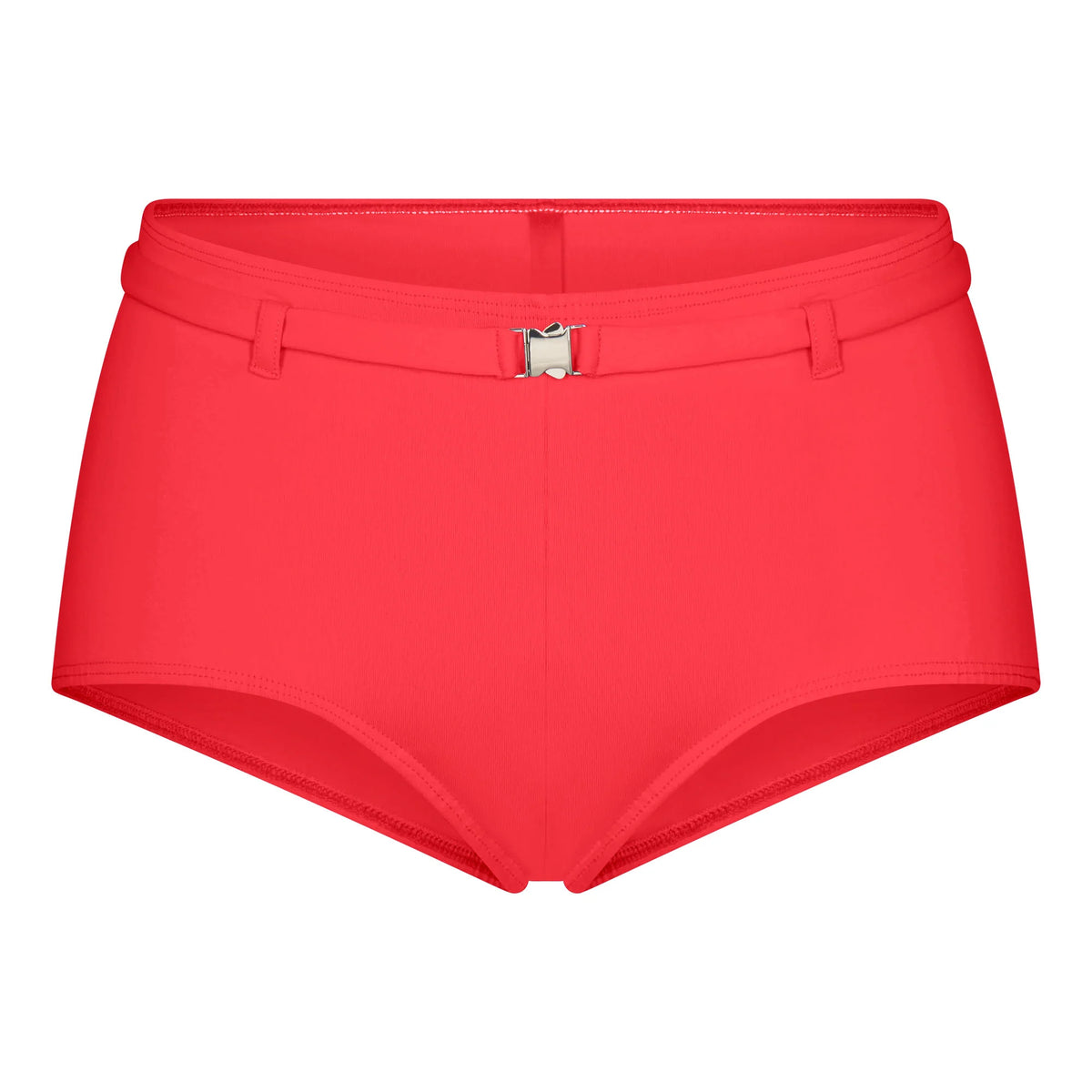 ICONIC SWIM BELTED BOY SHORT BIKINI BOTTOM | CARMINE