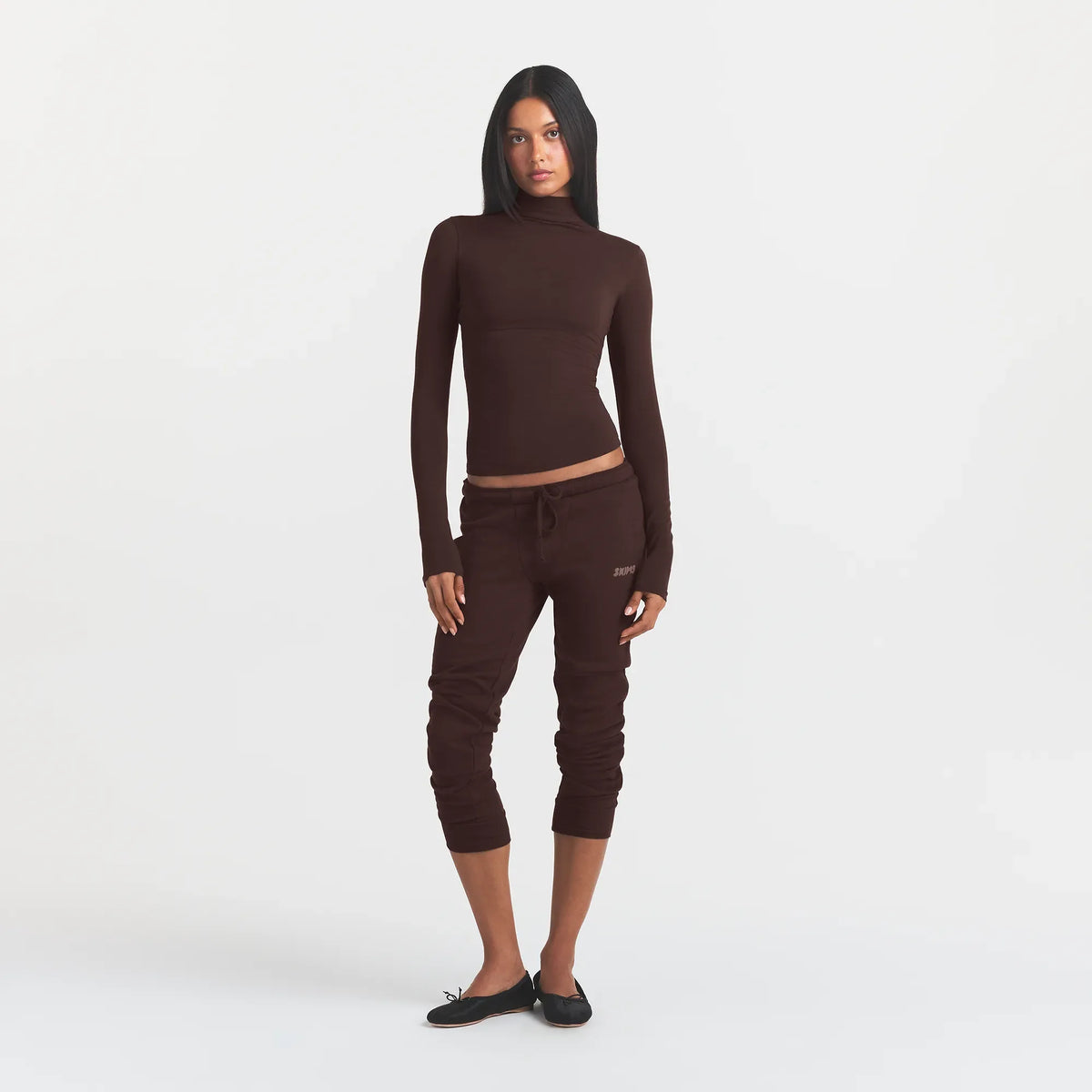 COTTON JERSEY TURTLENECK LONG SLEEVE | ESPRESSO