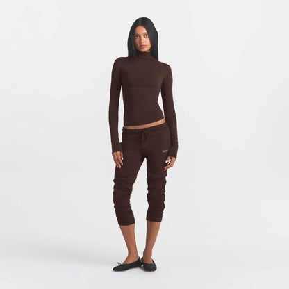 COTTON JERSEY TURTLENECK LONG SLEEVE | ESPRESSO