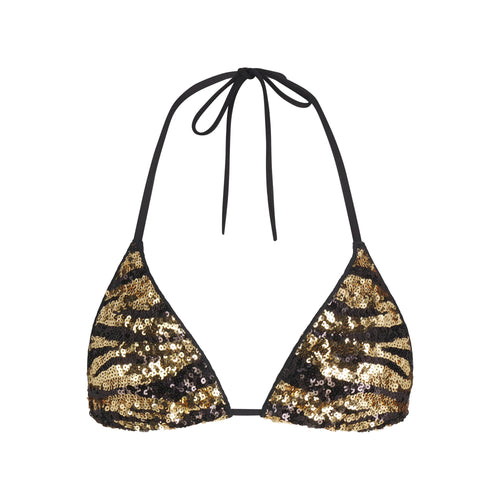 ICONIC SWIM SEQUIN TRIANGLE BIKINI TOP | BISCOTTI SEQUINED ZEBRA