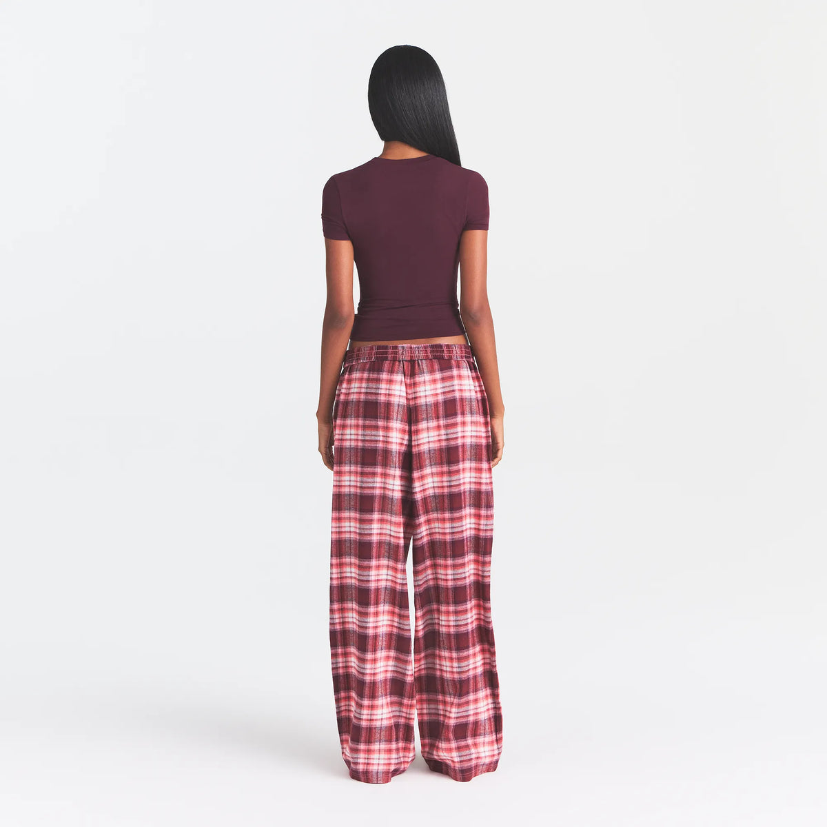 FLANNEL SLEEP OVERSIZED PANT | ULTRA PINK SANGRIA PLAID