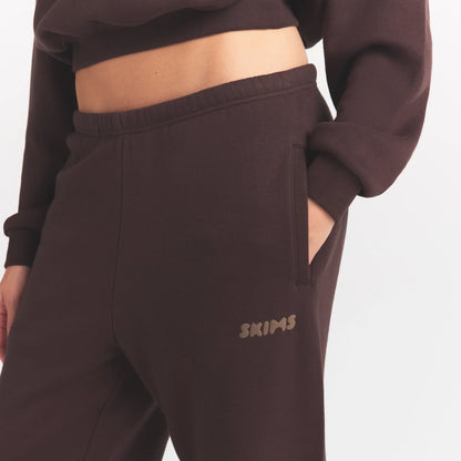 COTTON FLEECE JOGGER WITH EMBOSSED LOGO | ESPRESSO
