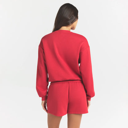 COTTON FLEECE CREWNECK | WASHED RED