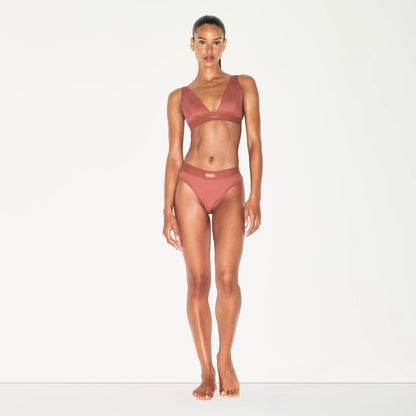 COTTON RIB PLUNGE BRALETTE | REDWOOD