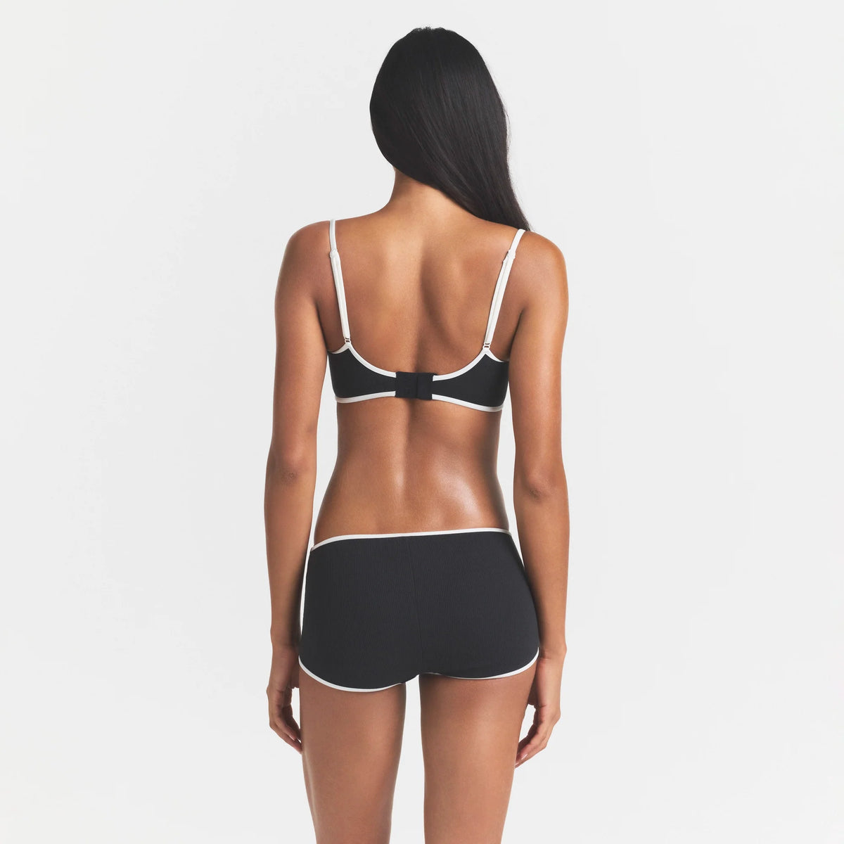 COTTON RIB BALCONETTE BRA | SOOT CONTRAST