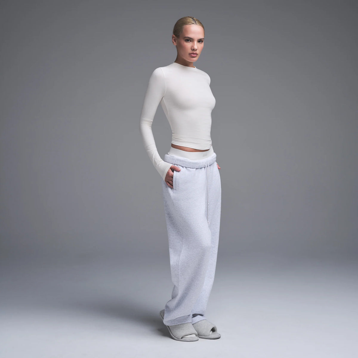 COTTON JERSEY LONG SLEEVE T-SHIRT | MARBLE