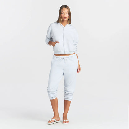 COTTON FLEECE ZIP UP HOODIE | LIGHT HEATHER GREY