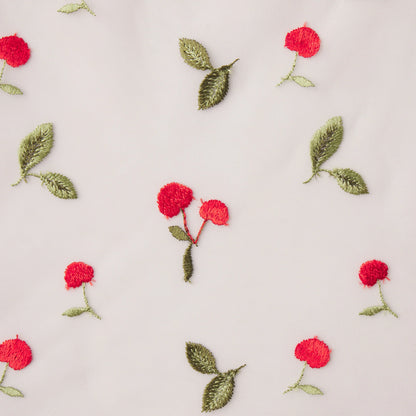 EMBROIDERED TULLE GARTER TEDDY | PRIMROSE CHERRY TULLE
