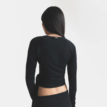 ESSENTIAL KNIT WRAP SWEATER | ONYX