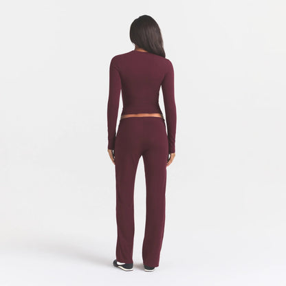 COTTON JERSEY STRAIGHT LEG PANT | CURRANT