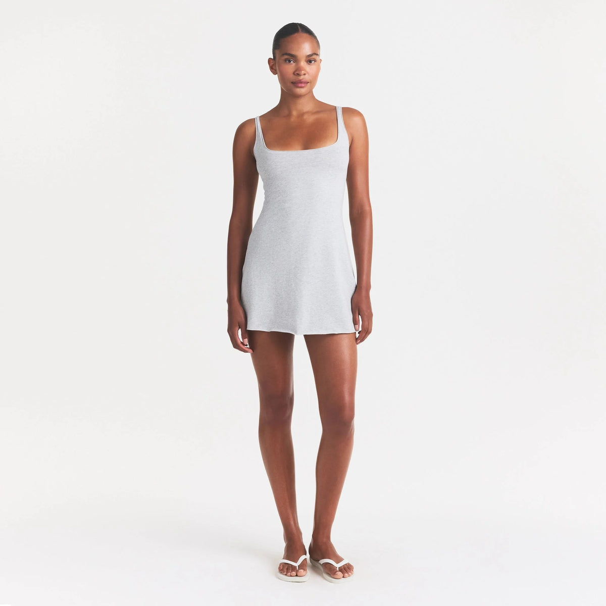 COTTON JERSEY MINI DRESS | LIGHT HEATHER GREY