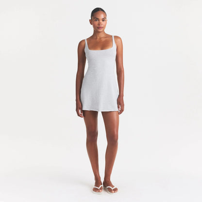 COTTON JERSEY MINI DRESS | LIGHT HEATHER GREY