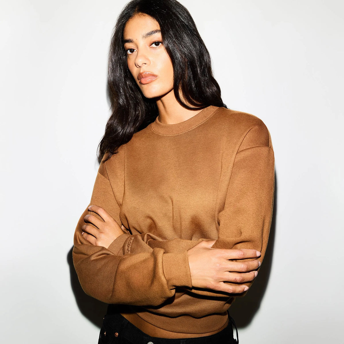 COTTON FLEECE CREWNECK | BISON