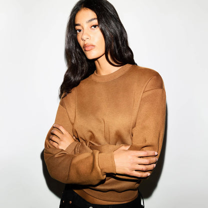 COTTON FLEECE CREWNECK | BISON