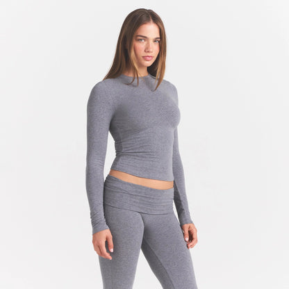 COTTON JERSEY LONG SLEEVE T-SHIRT | DARK HEATHER GREY