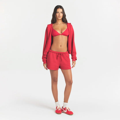 COTTON FLEECE ZIP UP HOODIE | WASHED RED