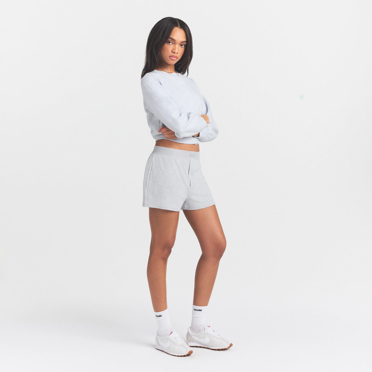 COTTON RIB LOOSE BOXER | LIGHT HEATHER GREY