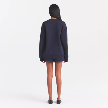 BOYFRIEND FLEECE OVERSIZED CREWNECK | BLUE BLACK SKIMS PLAID