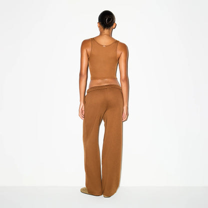 COTTON FLEECE STRAIGHT LEG PANT | BISON