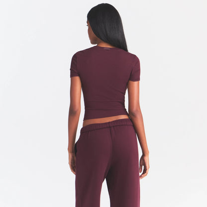 COTTON RIB T-SHIRT | CURRANT