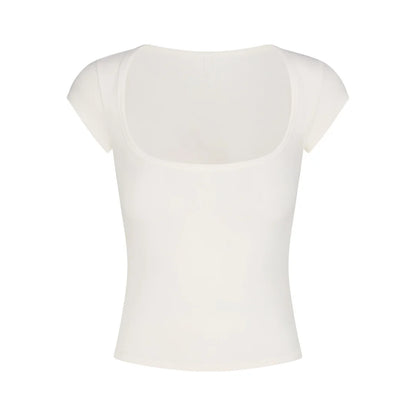 COTTON JERSEY SCOOP NECK T-SHIRT | MARBLE