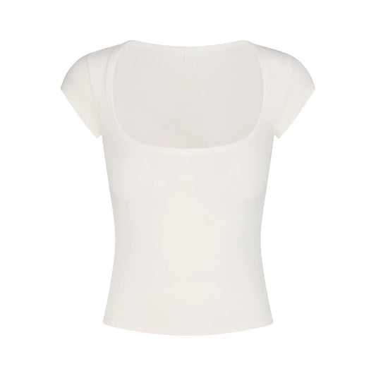COTTON JERSEY SCOOP NECK T-SHIRT | MARBLE