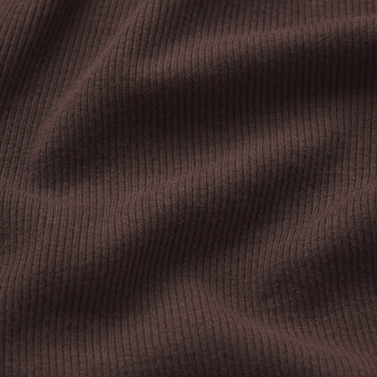 COTTON RIB ZIP UP TOP | ESPRESSO