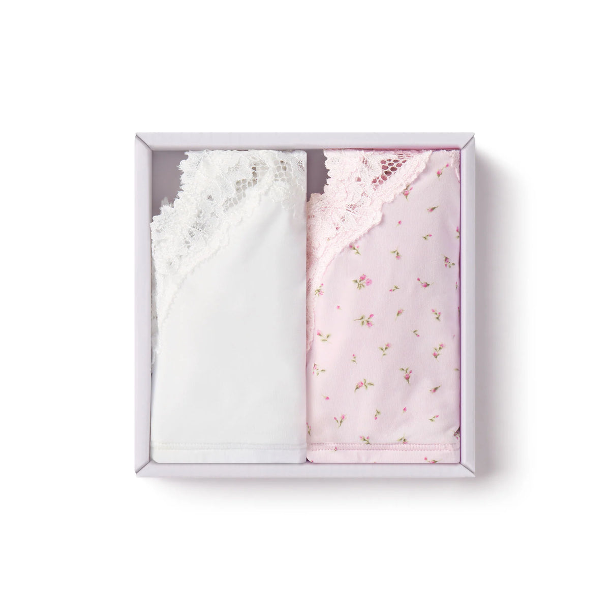 FITS EVERYBODY LACE SCOOP BRALETTE 2-PACK | MARBLE AND PINK ROSEBUD PRINT