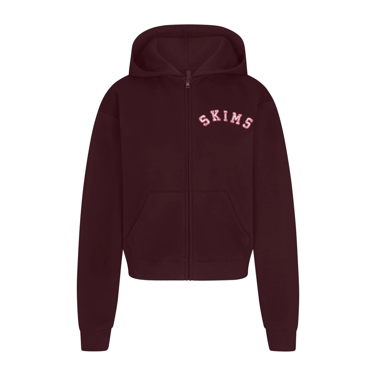 COTTON FLEECE ZIP UP HOODIE | CURRANT ARCHED SKIMS PLAID