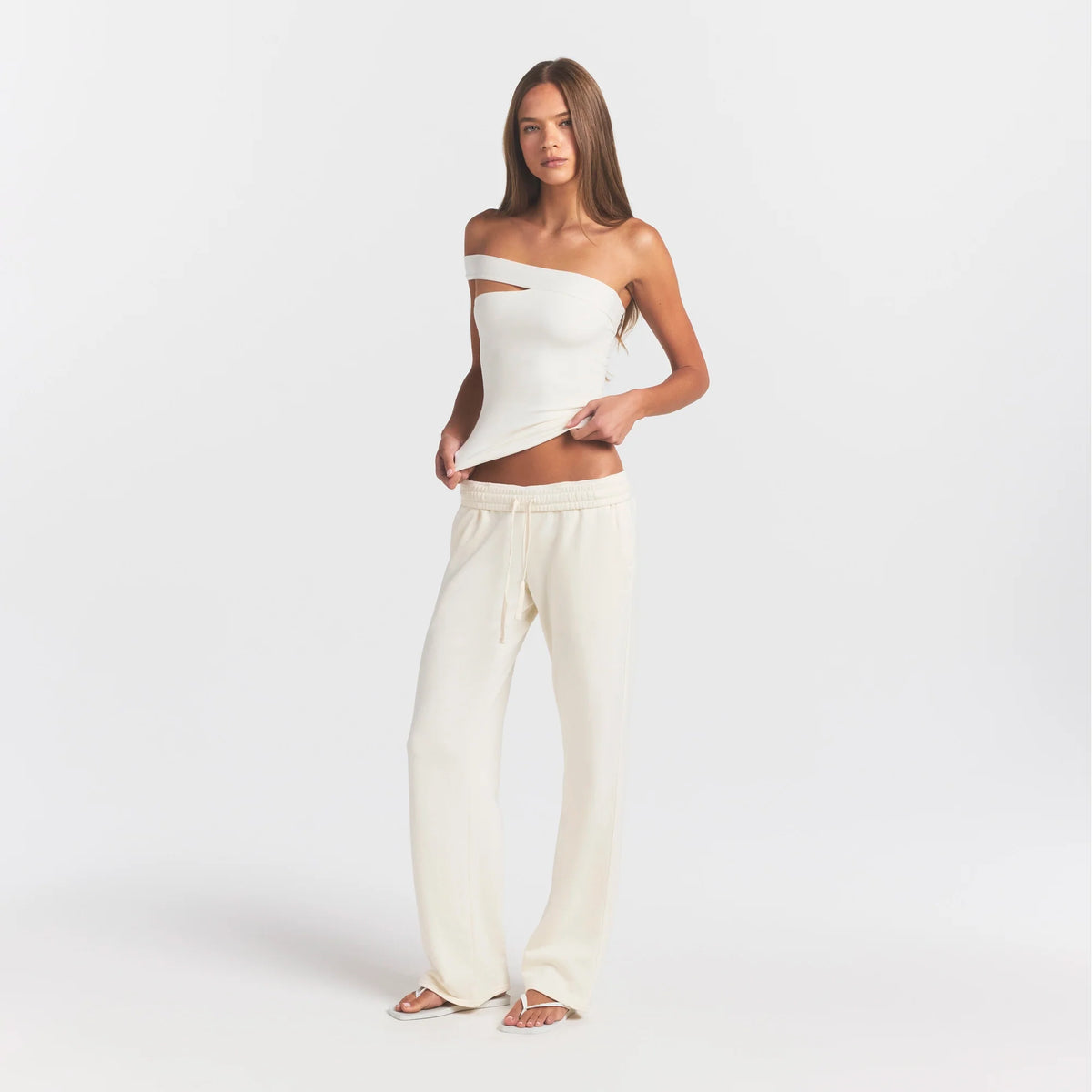 FRENCH TERRY STRAIGHT LEG PANT | ECRU