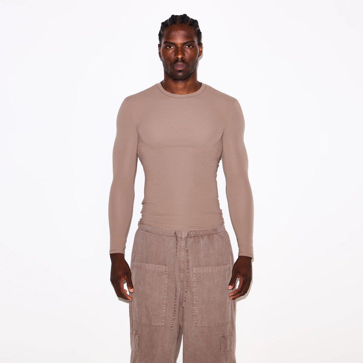FITS EVERYBODY MENS SLIM LONG SLEEVE T-SHIRT | UMBER