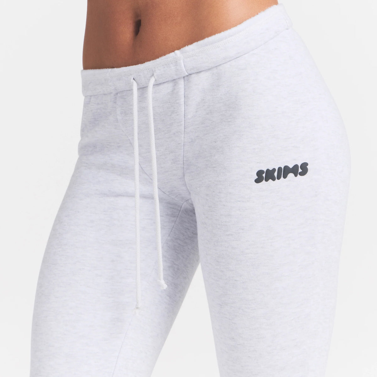 COTTON FLEECE LEGGING WITH EMBOSSED LOGO | LIGHT HEATHER GREY