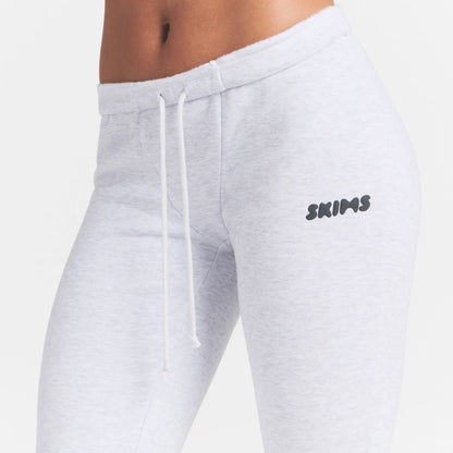 COTTON FLEECE LEGGING WITH EMBOSSED LOGO | LIGHT HEATHER GREY