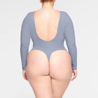 FITS EVERYBODY LONG SLEEVE LOW BACK BODYSUIT | SLATE