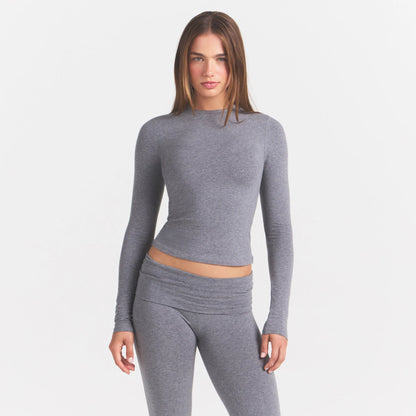 COTTON JERSEY LONG SLEEVE T-SHIRT | DARK HEATHER GREY