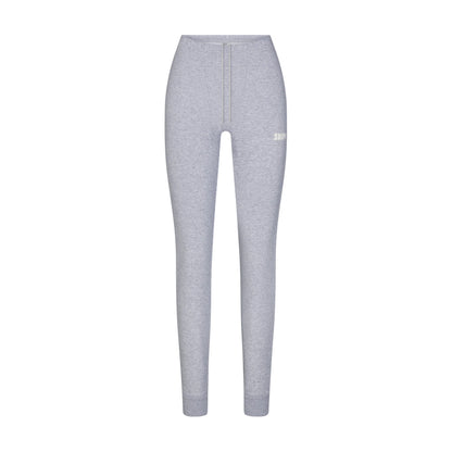 COTTON FLEECE LEGGING WITH EMBOSSED LOGO | HEATHER GREY