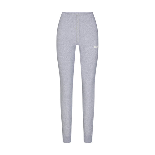 COTTON FLEECE LEGGING WITH EMBOSSED LOGO | HEATHER GREY